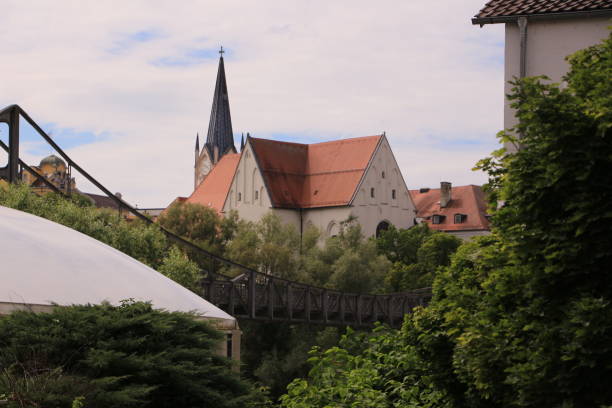 view of inntal, a district of passau in bavaria - inn history built structure architecture imagens e fotografias de stock