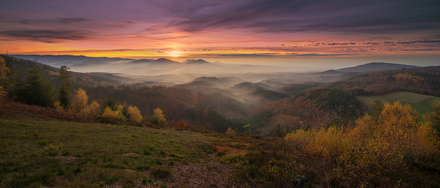 Fairytale sunset over the Murgtal in the northern black forest