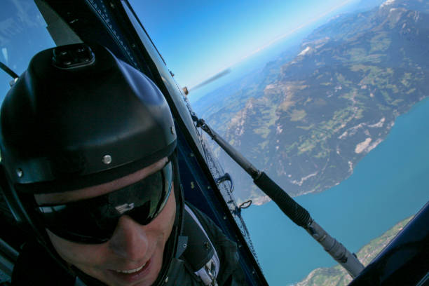 istock Sky diver prepares to jump from plane 1256553520