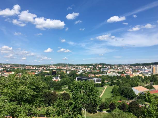 istock Gera is the third-largest city in Thuringia, Germany, with 96,000 inhabitants, located 55 kilometres (34 miles) south of Leipzig, 75 km (47 miles) east of Erfurt and 120 km (75 miles) west of Dresden. 1256553764