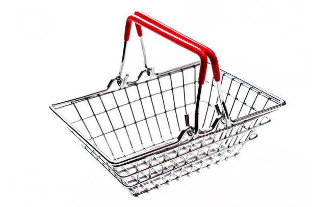istock Shopping basket, metal, isolated on a white background. 1256556900