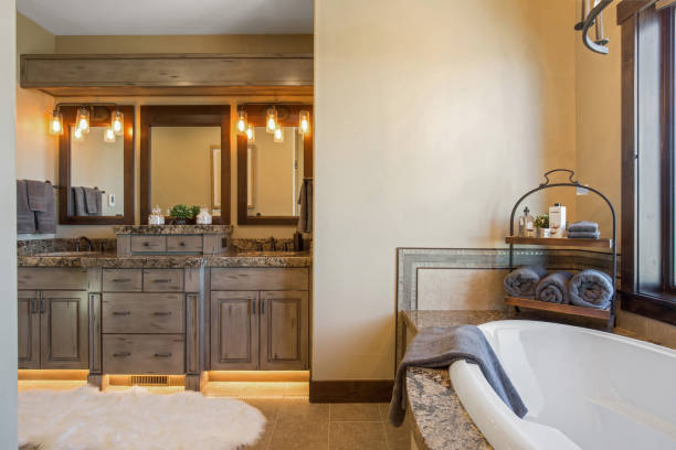 istock Exquisite owner's retreat with large soaking tub in a romantic setting 1256557407