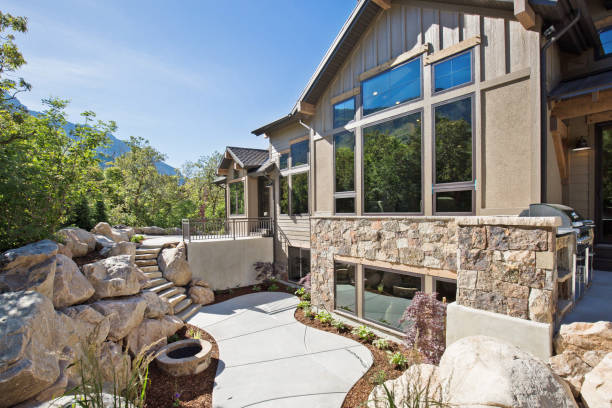 istock Rear exterior of custom home in Utah 1256557416