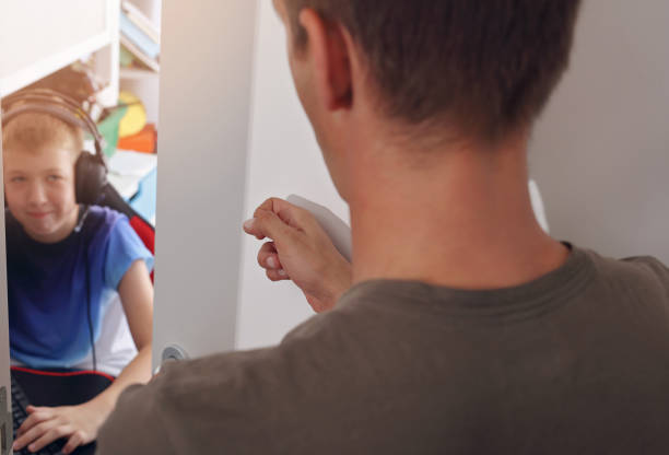 Children's Privacy , Father Knocking Before Entering Room Door