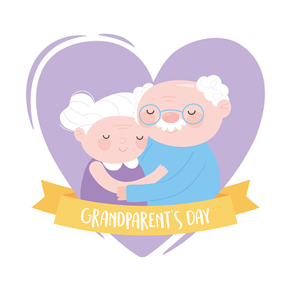 Happy Grandparents Day Elderly Couple In Heart Love Cartoon Card Stock  Illustration - Download Image Now - iStock