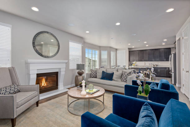 istock Family room and kitchen of open floorplan home 1256560198