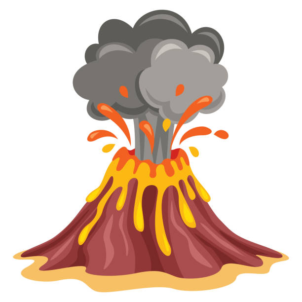 Volcano Erruption And Lava Drawing Stock Illustration - Download Image Now  - Lava, Volcano, Accidents and Disasters - iStock