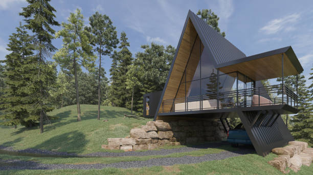 istock Hillside House with a Balcony in Natural Daylight 1256562291