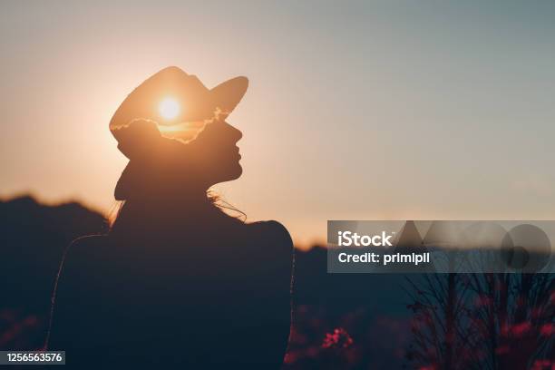 Mental Health And Business Silhouette Of Young Adult Businesswoman Stock Photo - Download Image Now
