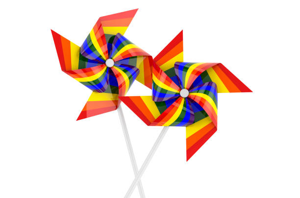 istock Pinwheel with Rainbow LGBT flag, 3D rendering isolated on white background 1256564950