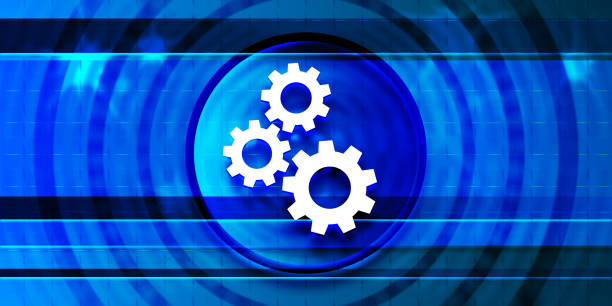 istock Gears icon optimum prime digital smart blue banner background abstract futuristic motion illustration 1256567375