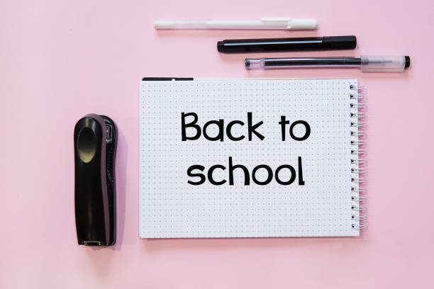 istock School supplies. Black and white colors. Flat lay composition. 1256571562