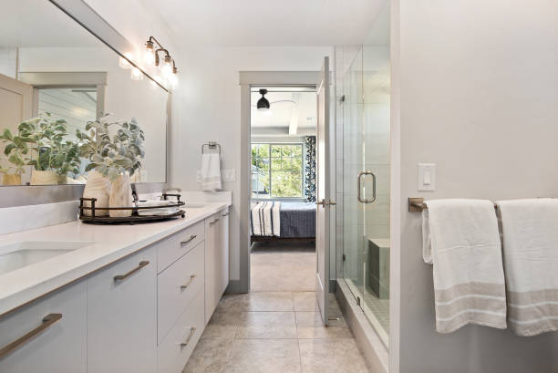istock Large shower and lots of counter space 1256576901