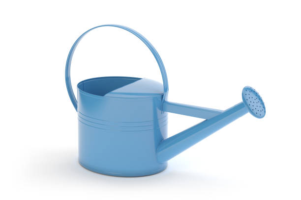 Blue watering can isolated on white, 3d illustration