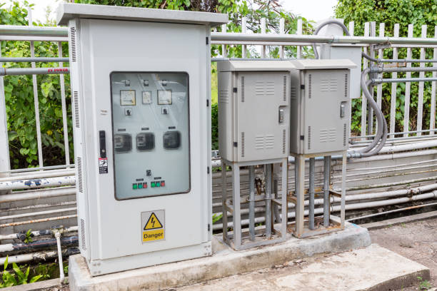 istock Outdoor electric control box. Circuit controller box. Electric control box with push buttons and switches.Main Power Supply Panel.Electrical Control Panel. 1256581514