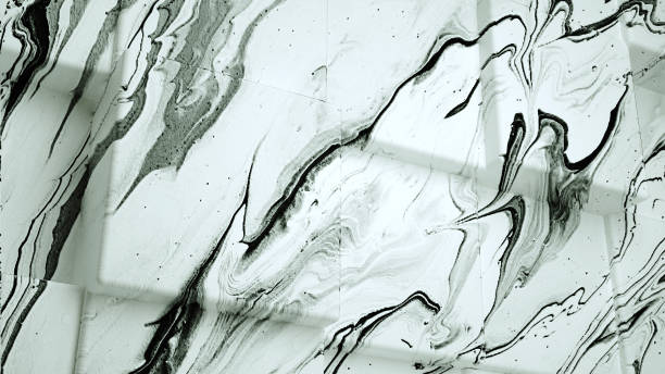 istock Abstract white background with cubes and black streaks 1256584797
