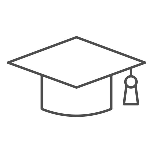 Academic cap thin line icon, education concept, Student graduation hat sign on white background, Graduation cap icon in outline style for mobile concept and web design. Vector graphics. Academic cap thin line icon, education concept, Student graduation hat sign on white background, Graduation cap icon in outline style for mobile concept and web design. Vector graphics graduation symbols stock illustrations