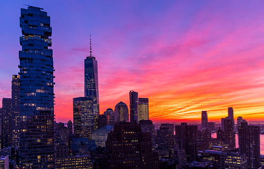 Newyork Downtown Pink Sunset