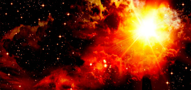 istock Outer space, explosion of a red star, bright light, sun, on a black background, nebula, clouds, fantasy, astronomy, space, glitter of stars, cluster of stars 1256602167