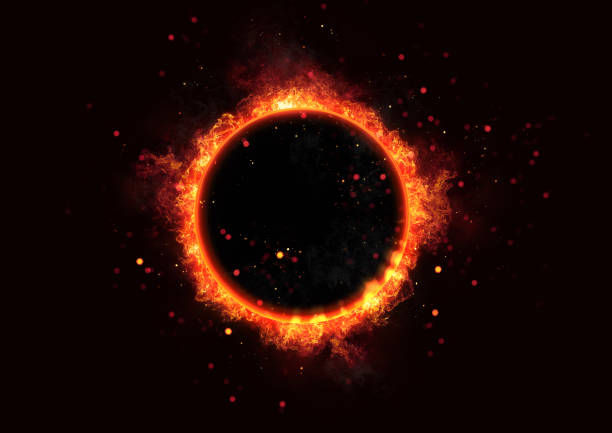 3D illustration of a circular flame illuminating the darkness