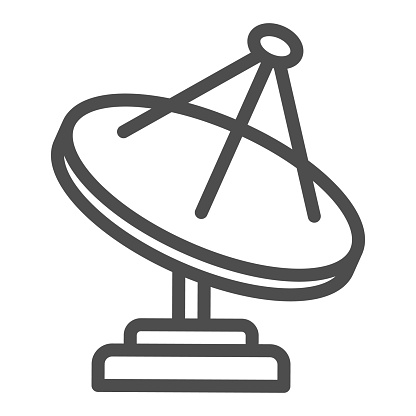 Radio telescope line icon, space concept, satellite dish sign on white background, Satellite antenna icon in outline style for mobile concept and web design. Vector graphics