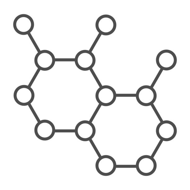 分子結構細線圖示,科學概念,白色背景上的分子符號,化學公式,由分子圖示組成的輪廓樣式的移動和網頁設計。向量圖形。 - 分子結構 插圖 幅插畫檔、美工圖案、卡通及圖標