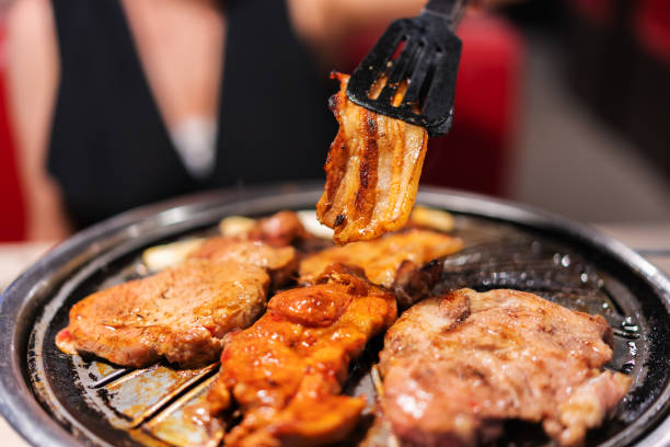 hot barbecue pork and meat grill, Korean style