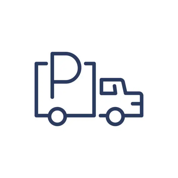 Vector illustration of Lorry parking thin line icon