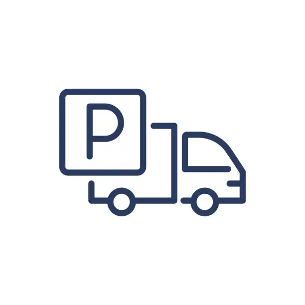 Vector illustration of Truck parking thin line icon
