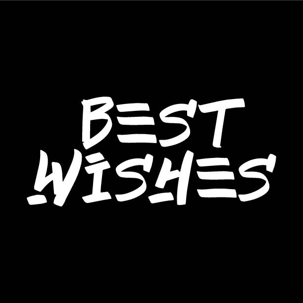 istock Best wishes brush paint hand drawn lettering on black background. Design templates for greeting cards, overlays, posters 1256612404