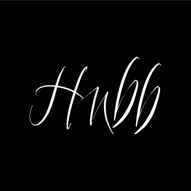 Vector illustration of Hubb brush paint hand drawn lettering on black background. Love in arabian language design templates for greeting cards, overlays, posters