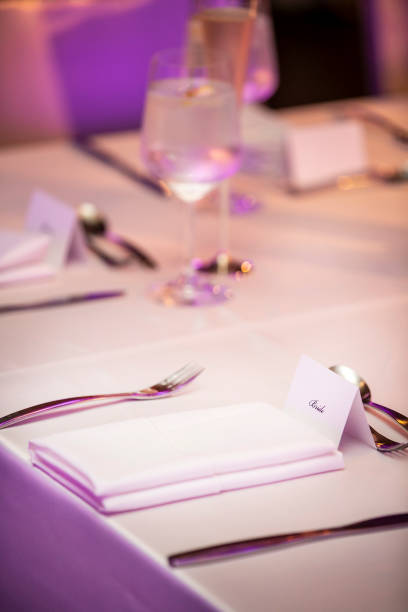 istock Place setting with name tage for a wedding ceremony party 1256612551