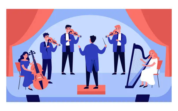 Vector illustration of Classical music concert isolated flat vector illustration