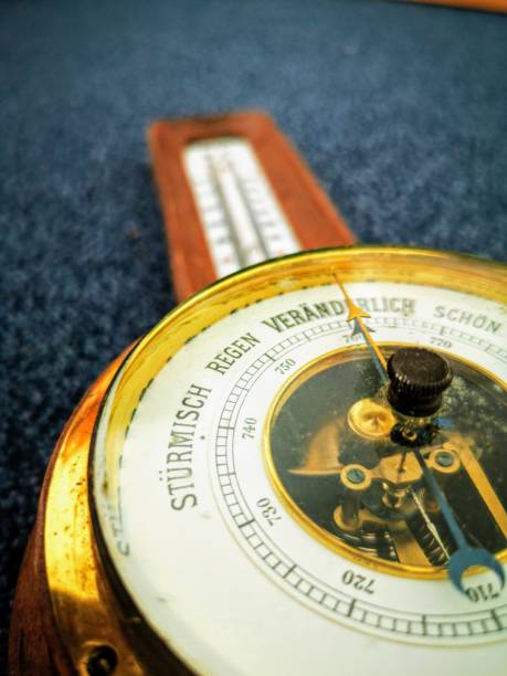 Barometer with wooden thermometer