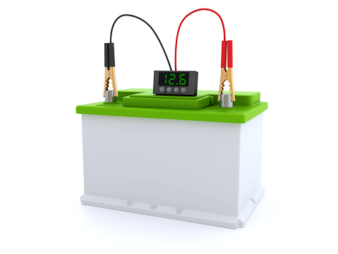 Car Battery. Digitally Generated Image isolated on white background