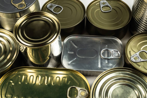 istock Mix of cans isolated on white background. 1256634366