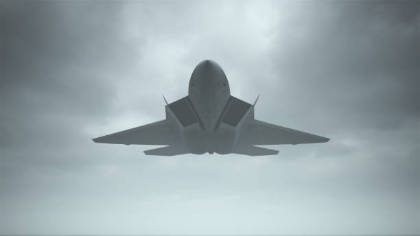 istock Fighter Jet Aircraft Flying Low Overcast Day 1256635212