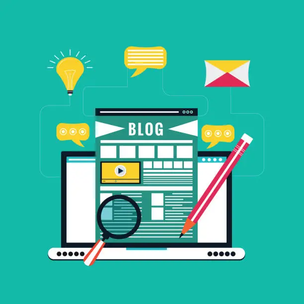 Vector illustration of Blog, blogging and bloggers theme