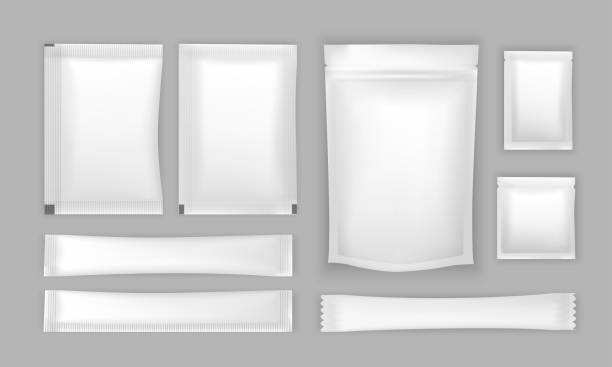 istock Set of bags packaging isolated on white background Vector illustration 1256637806