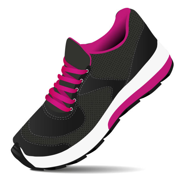 illustrazioni stock, clip art, cartoni animati e icone di tendenza di sneakers blake rosa per lo sport. scarpe da fitness. illustrazione vettoriale - lace pink white black