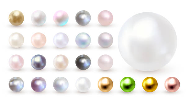 Pearl set isolated on transparent background. Spherical beautiful 3D orb with transparent glares and highlights. Jewel gems. All items are grouped and isolated. Vector Illustration. Pearl set isolated on transparent background. Spherical beautiful 3D orb with transparent glares and highlights. Jewel gems. All items are grouped and isolated. Vector Illustration. pearl jewellery stock illustrations