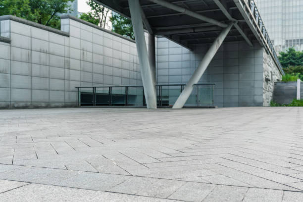istock empty ground in modern street for copy space. 1256642375