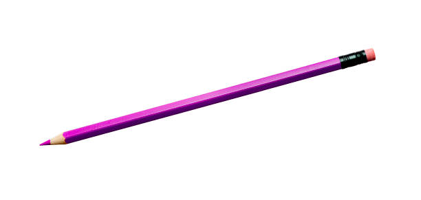 istock Purple crayon with eraser on white 1256642619