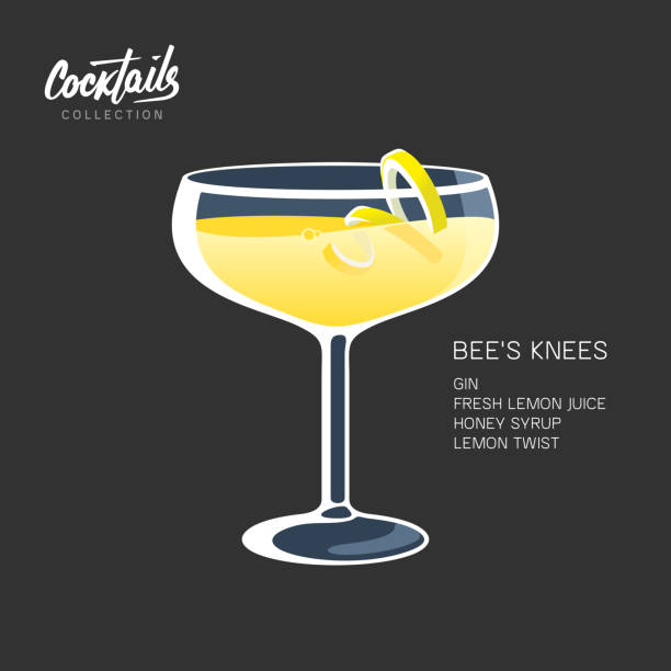 ilustraciones, imágenes clip art, dibujos animados e iconos de stock de abejas knees cóctel alcohol beber limón twist ilustración - twist baile