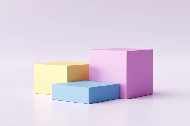 istock Three step of pastel color product display on modern background with blank showcase for showing. Empty pedestal or podium platform. 3D Rendering. 1256646319