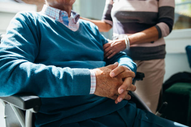 istock Senior man in wheelchair 1256650599