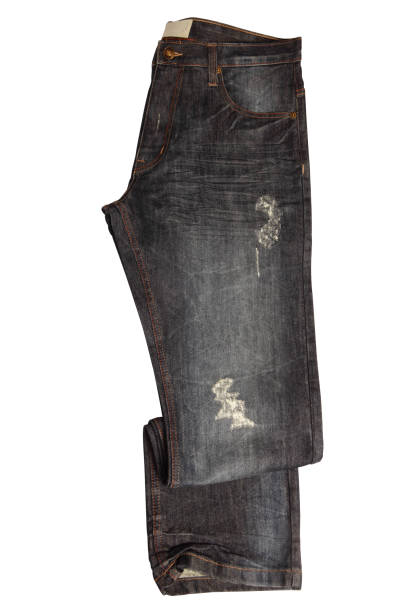 Special effect black Jeans Pants on white background