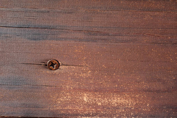 istock Teak wood texture with cracks and knots 1256652088