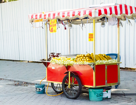 Street corn vendor in Turkey Istanbul