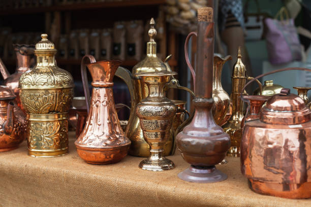 Assortment of an Oriental copper dishware